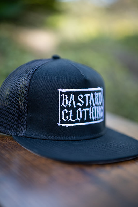The Outcast Flat Bill (Black w/ White Stitching)