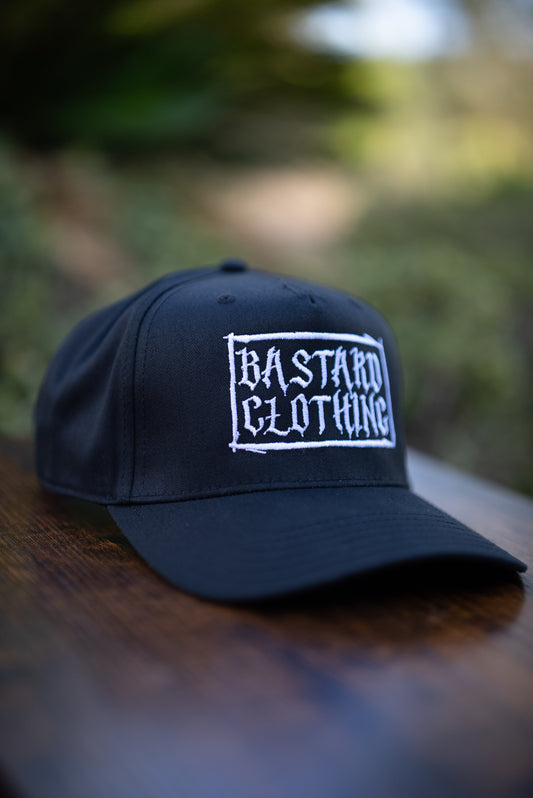 The Outcast Curved Bill (Black w/ white stitching)