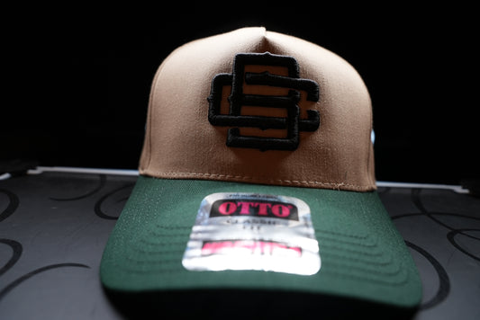 BC Logo Tan Hat W/ Green Curved Bill