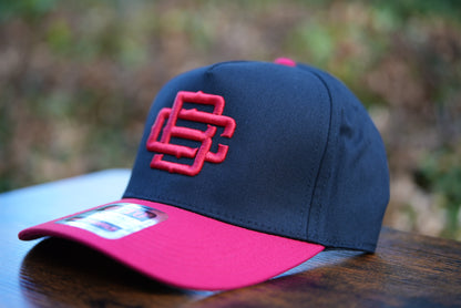 BC Logo Black W/ Red Curved Bill