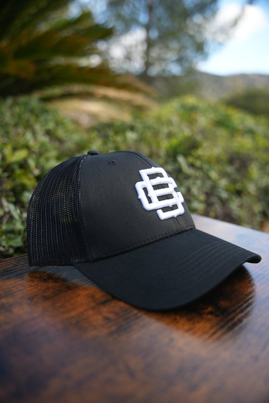 BC Logo Black w/ White stitching (Mesh) backing