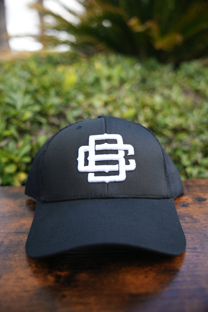 BC Logo Black w/ White stitching (Mesh) backing