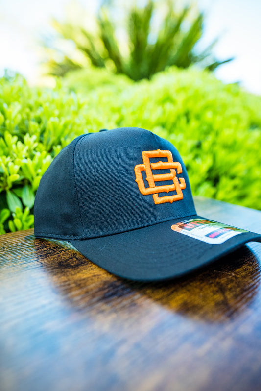 BC Logo Black on Black W/ Orange Stitching (Curved Bill)